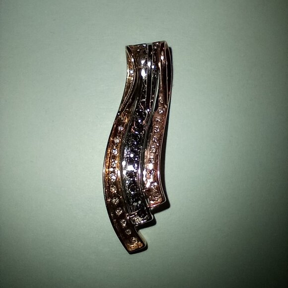 REDUCED! Stunning 10Kt 3-Color Gold Half-Carat Diamond Ribbon Slide - Picture 3 of 3